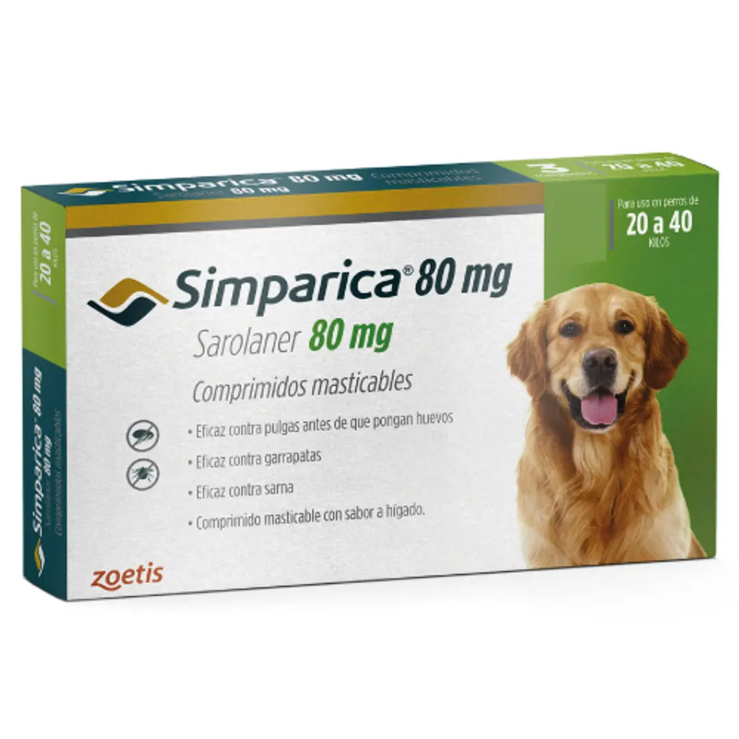 Simparica Perros de 20 a 40 kg — 80 mg x 1 Comprimido Masticable