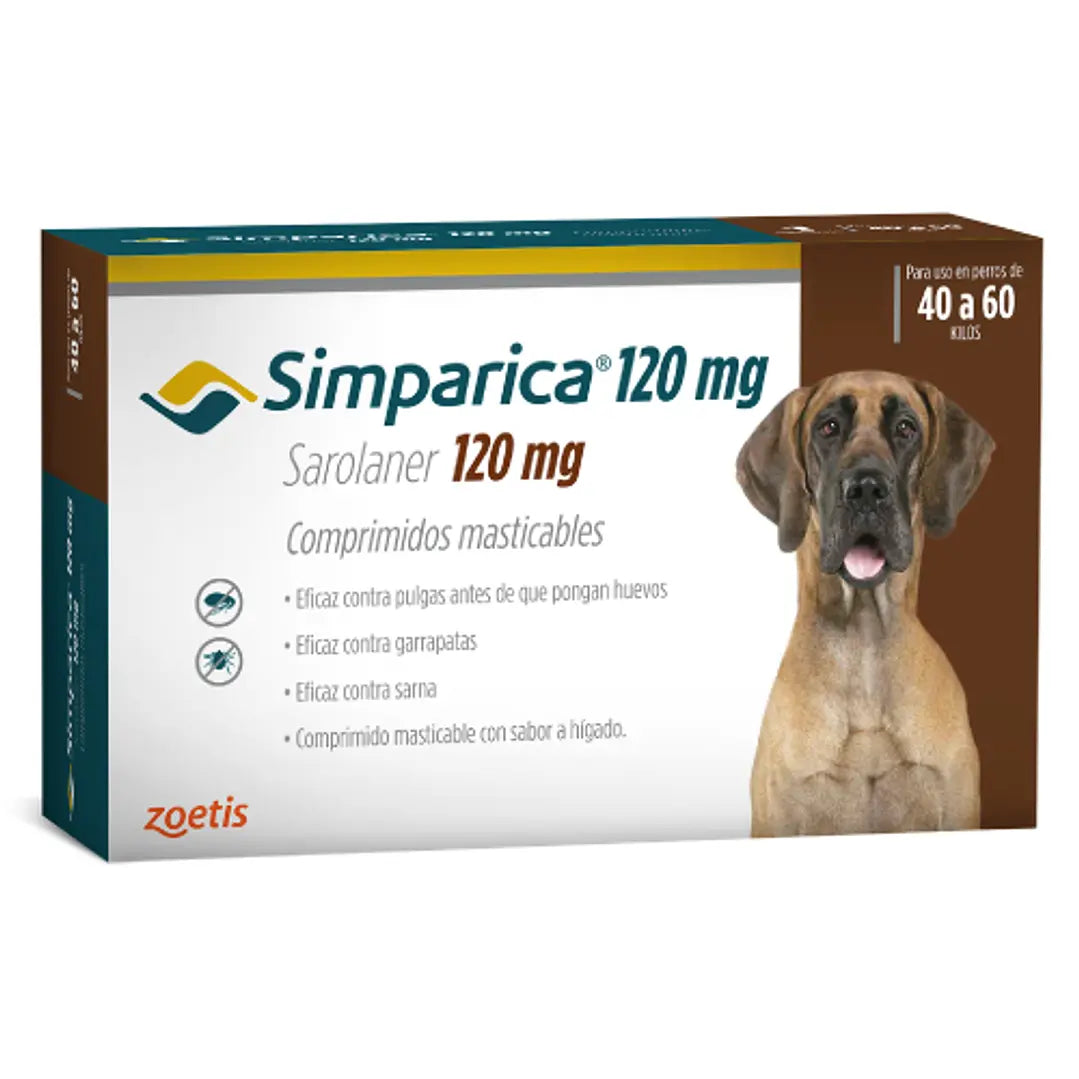 Simparica Perros de 40 a 60 kg — 120 mg x 1 Comprimido Masticable