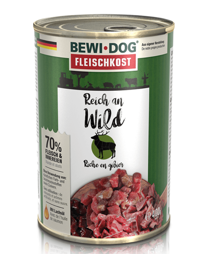 Lata BewiDog Rico en Venado 400 gr