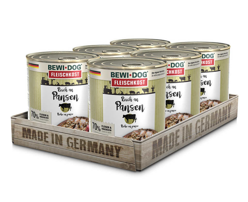 6 Latas BewiDog Rico en Panza 800 gr