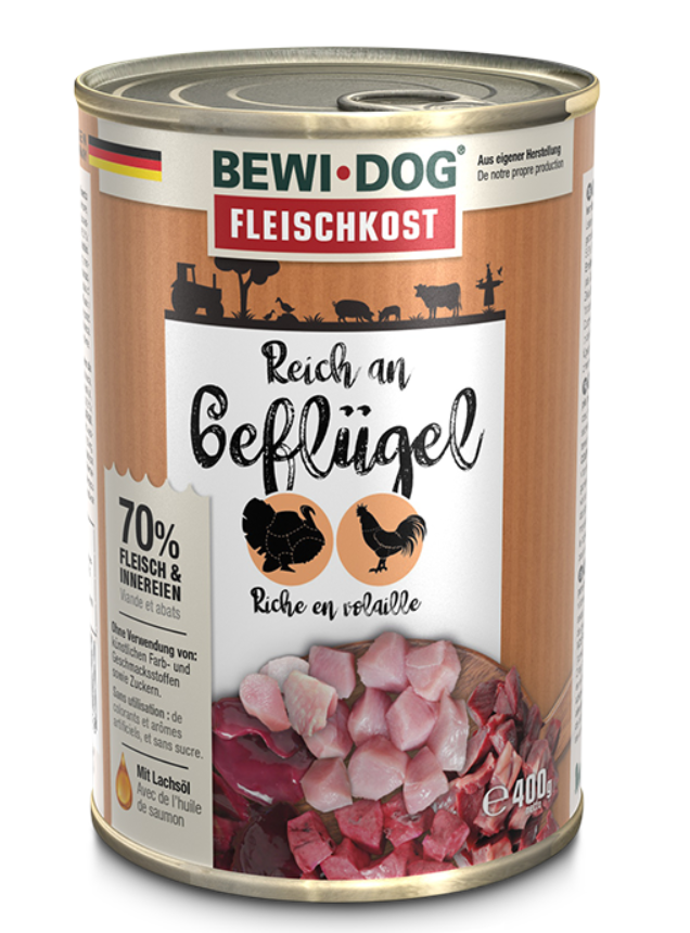 Lata BewiDog Rico en Ave 400 g