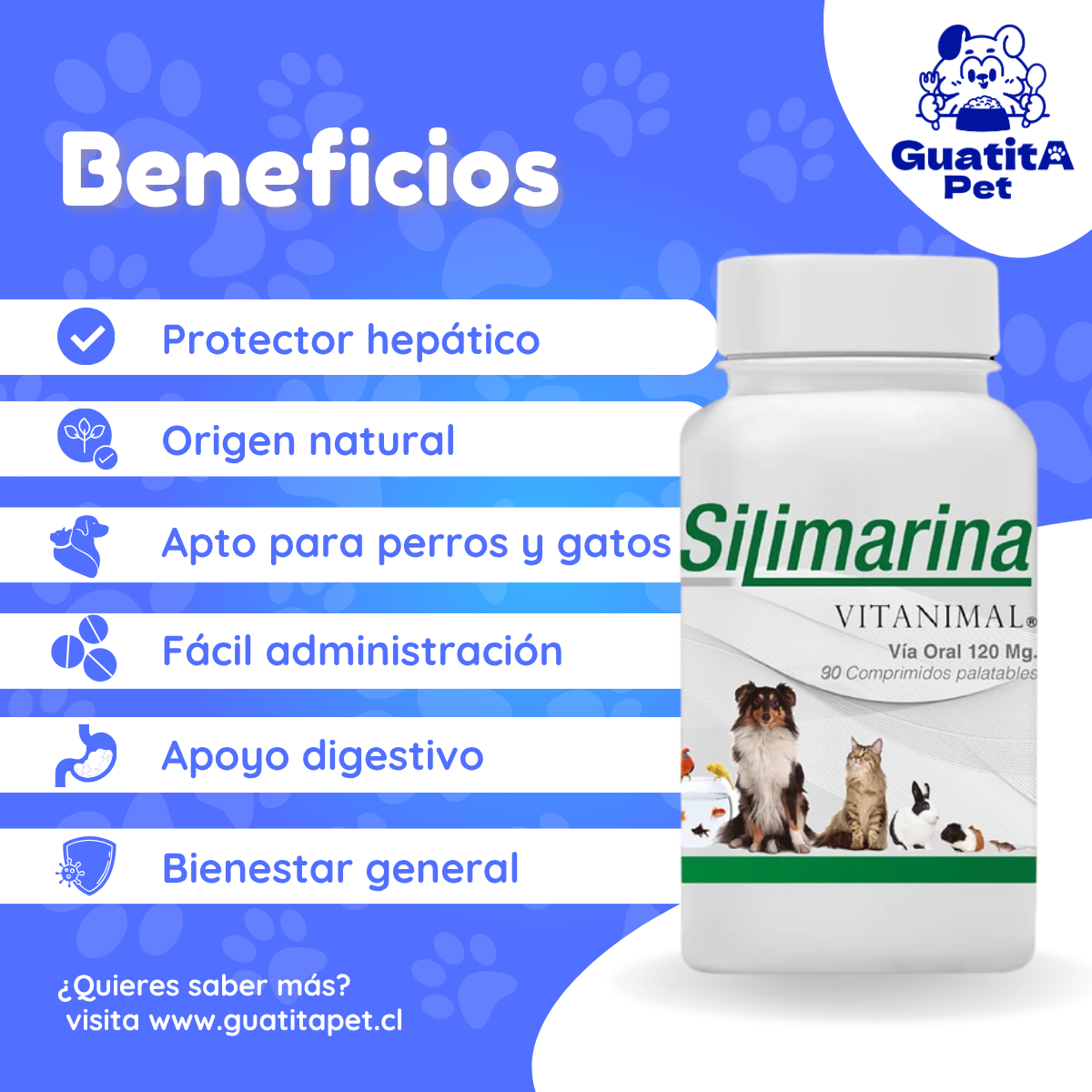 Silimarina Vitanimal 90 Comprimidos | Suplemento Hepático Perros y Gatos