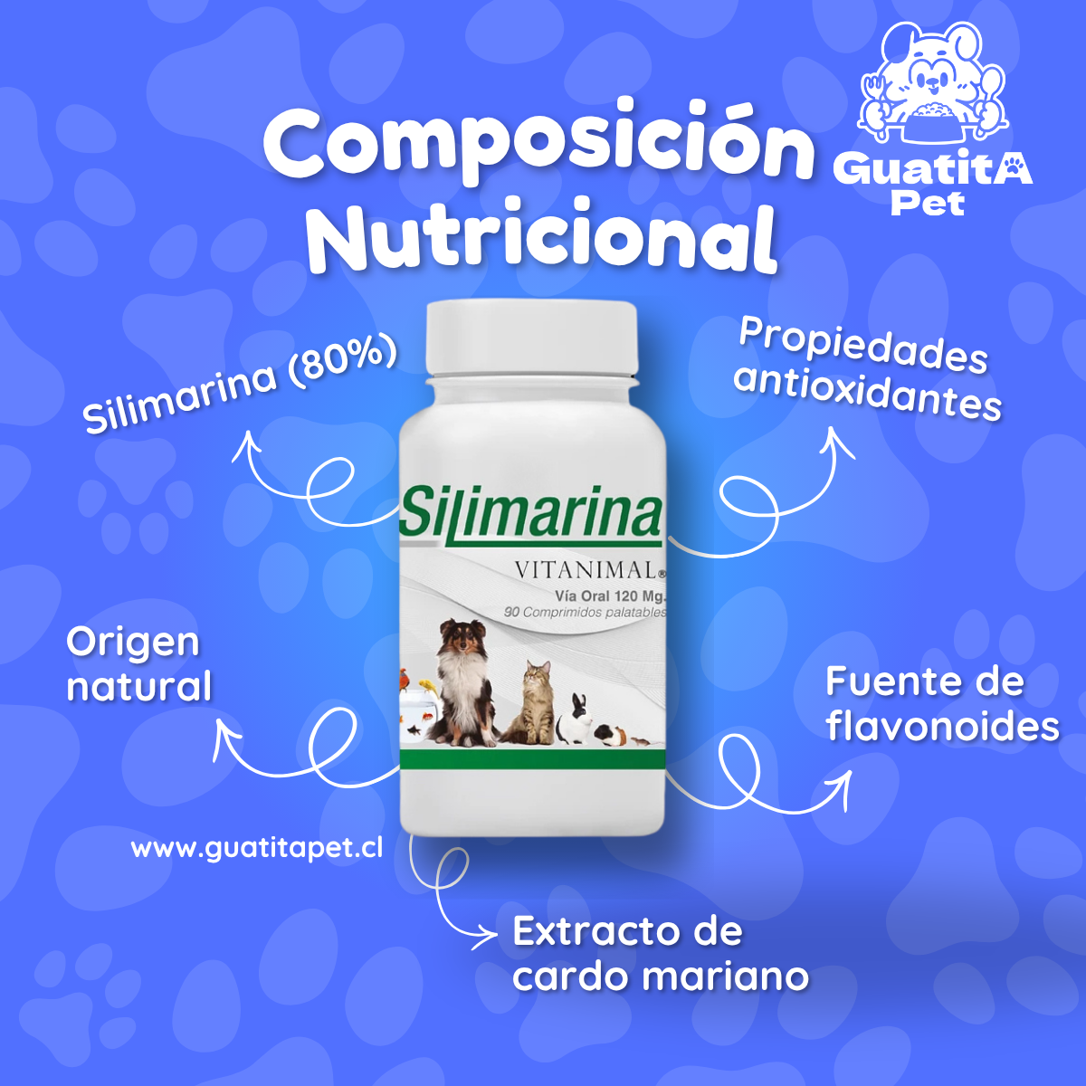 Silimarina Vitanimal 90 Comprimidos | Suplemento Hepático Perros y Gatos