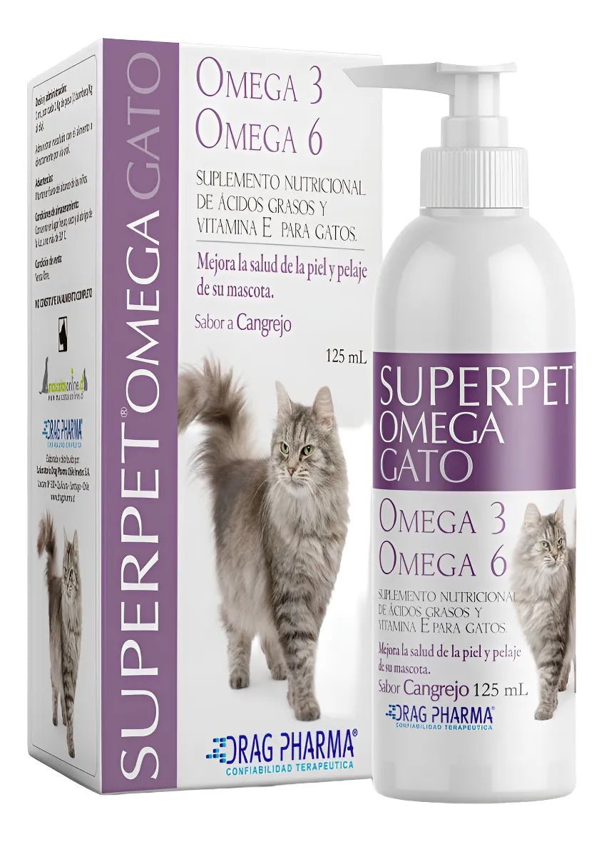Superpet Omega 3 Y 6 Gatos 125 ml | Suplemento Vitaminas Piel, Pelaje y Defensas