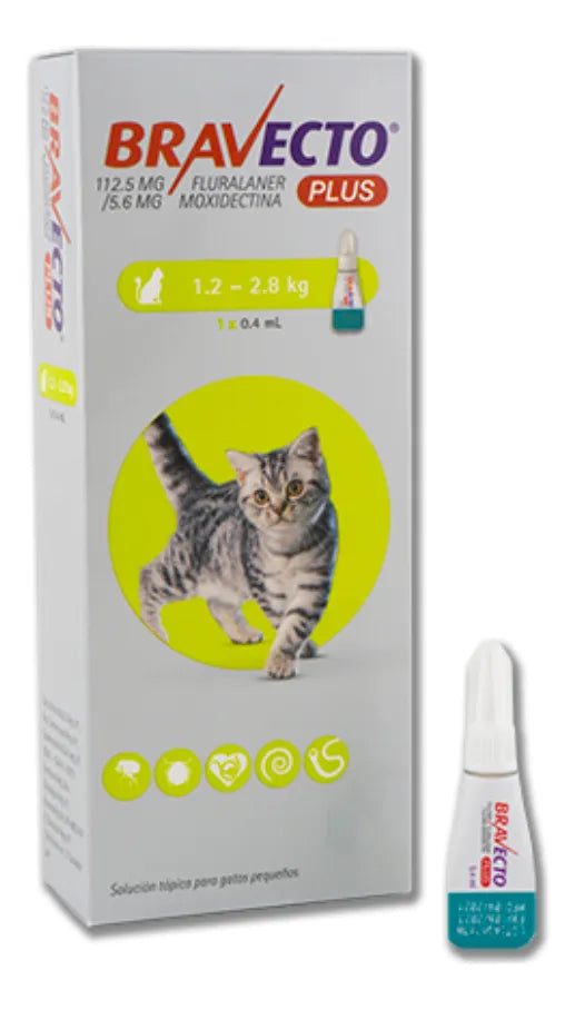 Bravecto Plus Gato de 1.2 a 2.8 kg Pipeta 0.4 ml