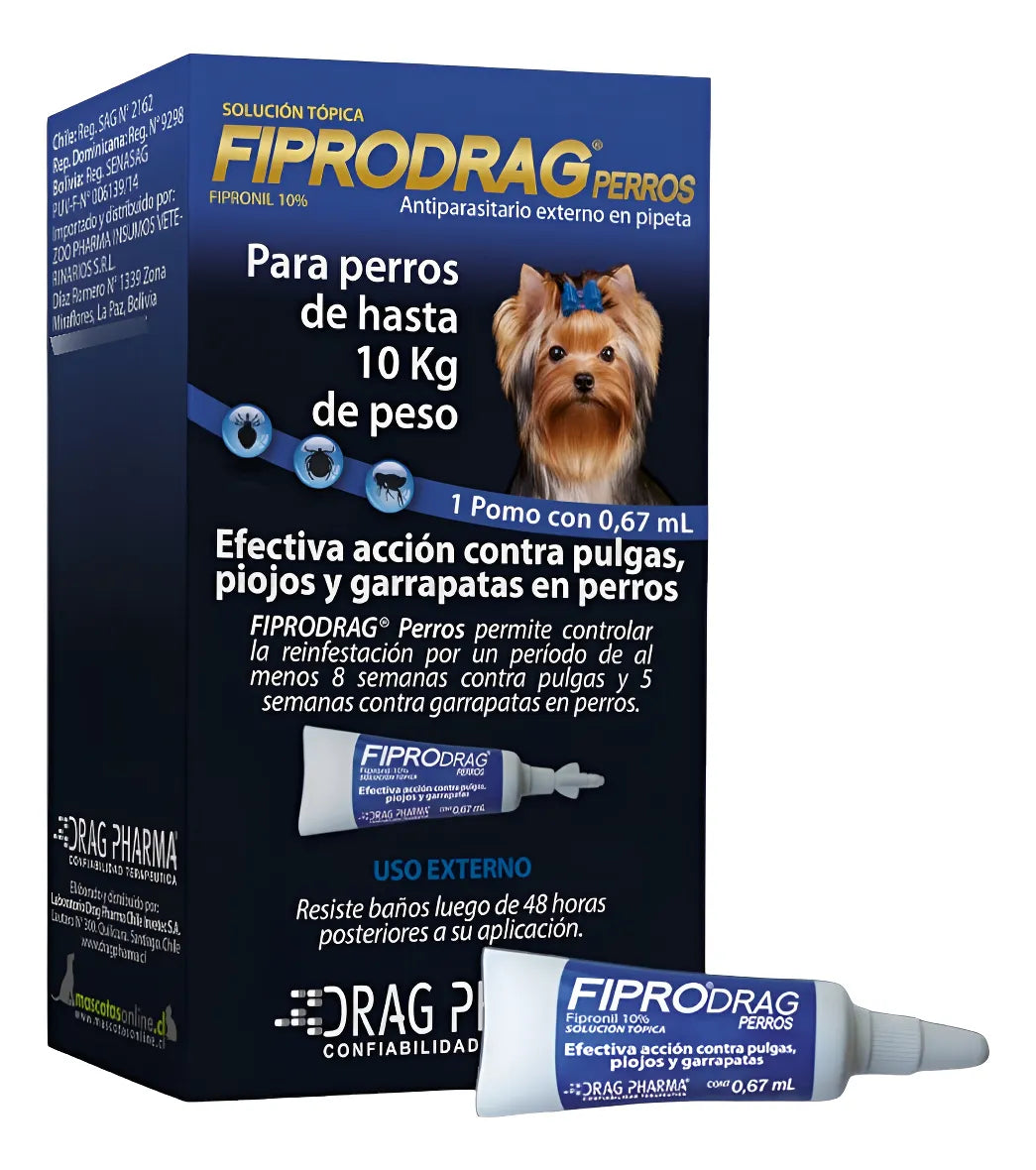 Fiprodrag Perros de Hasta 10 kg Pipeta 0.67 ml