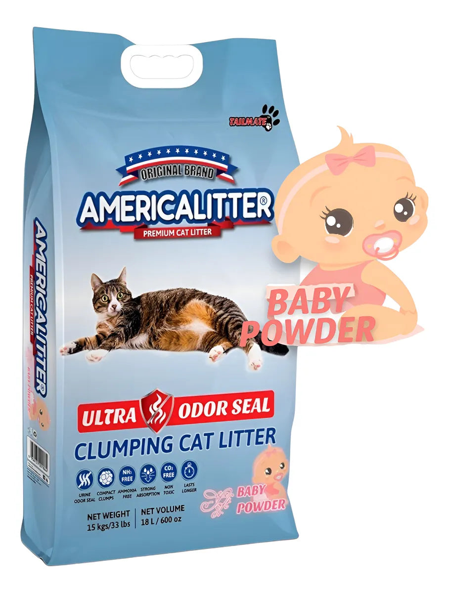 America Litter Ultra Odol Seal Aroma Aroma Talco de Bebé 15 kg