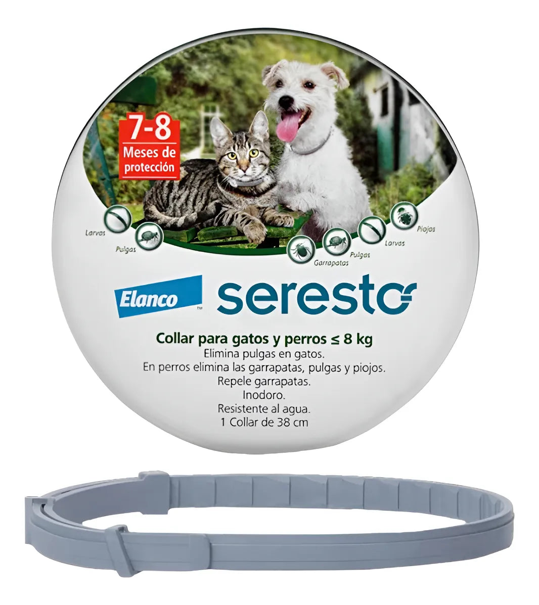 Collar Seresto Perros y Gatos hasta 8 kg | Antipulgas y Garrapatas durante 8 meses