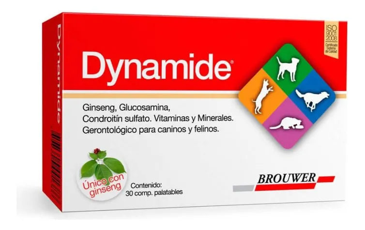 Dynamide 30 Comprimidos Suplemento Articular Perros y Gatos Mayores