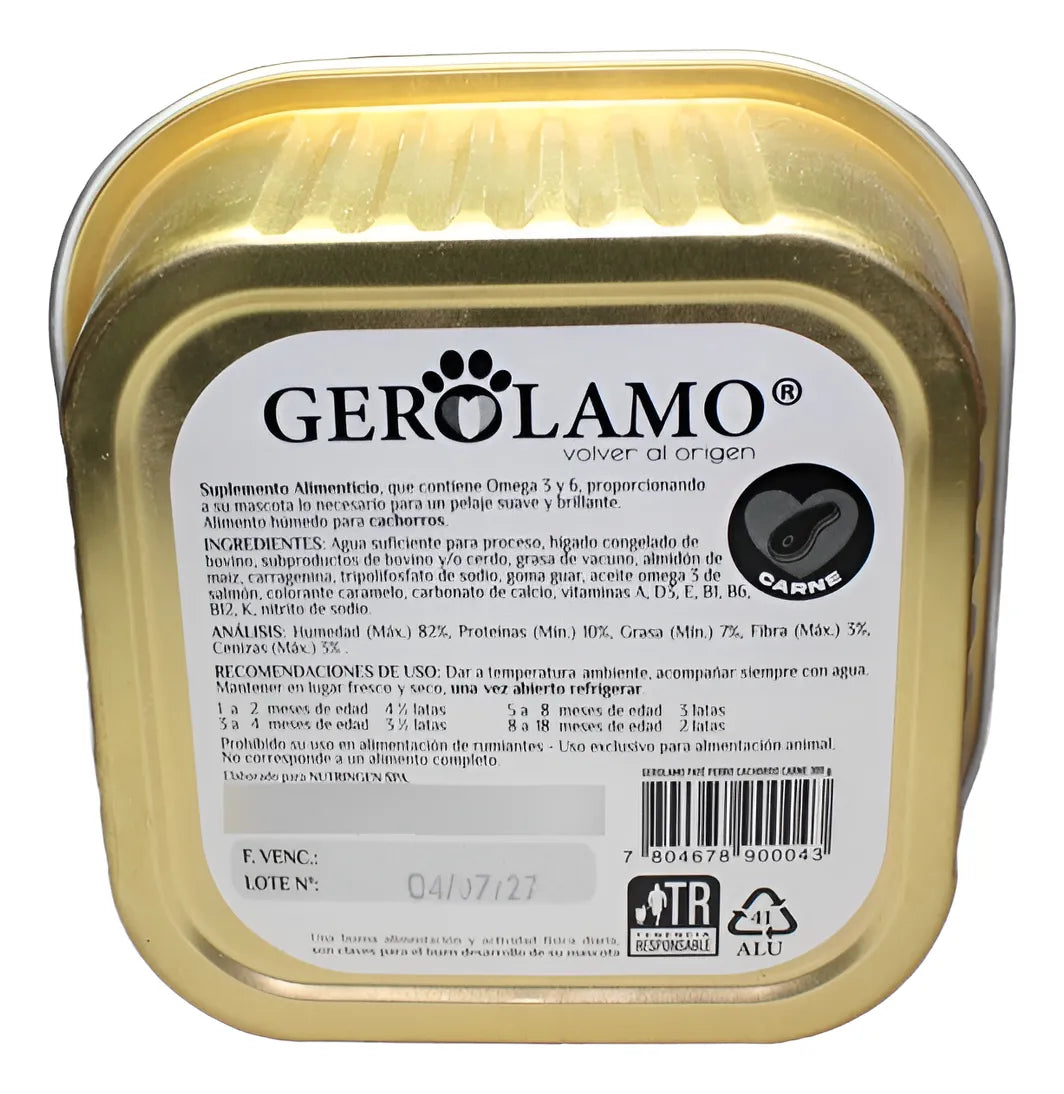 Paté Gerolamo Sabor Carne para Cachorros 300 gr