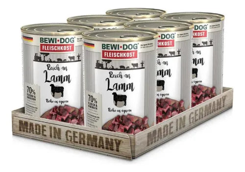 6 Latas BewiDog Rico en Cordero 400 gr