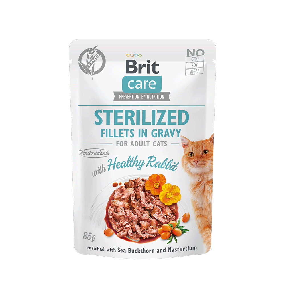 Brit Care Cat Pouch Sterilized - Fillets in Gravy with Healthy Rabbit