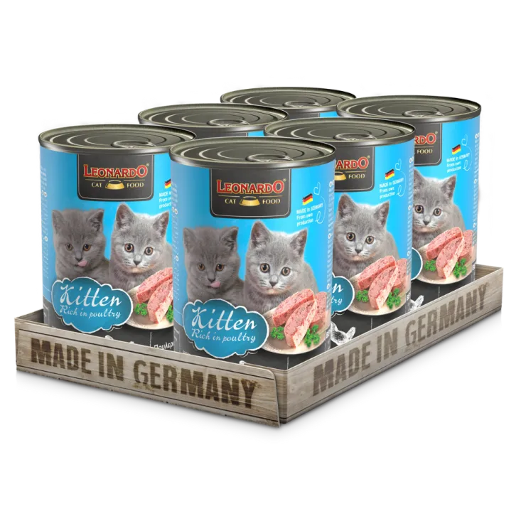 Leonardo Quality Selection para Gatito Sabor Pollo 6 latas 400 gr c/u - Guatita Pet