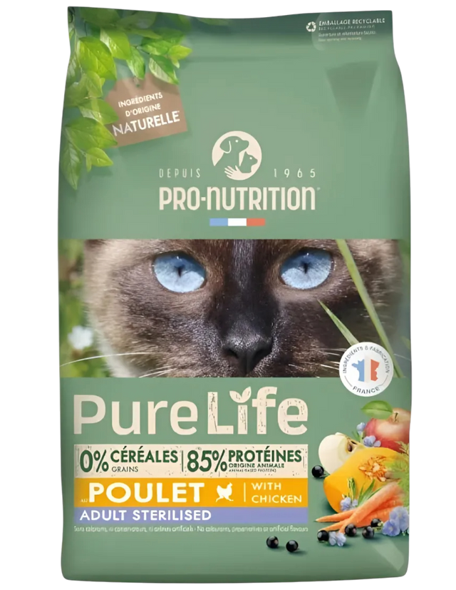 Pro-Nutrition Pure Life Gato Esterilizado Sabor Pollo 8 kg - Guatita Pet