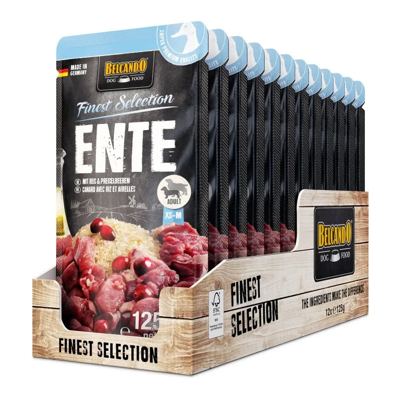12 Sobres Belcando Finest Selection Sabor Pato con Arroz y Arándanos