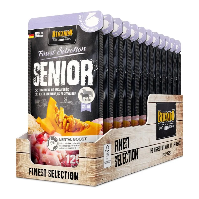 12 Sobres Belcando Finest Selection Senior Menú de Carne 125 gr | Alimento Húmedo Premium Perros