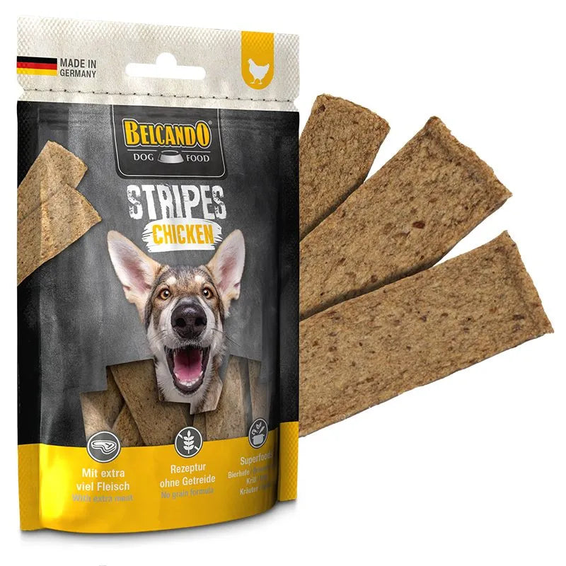 Sobre Belcando Stripes Chicken 70 gr - Guatita Pet