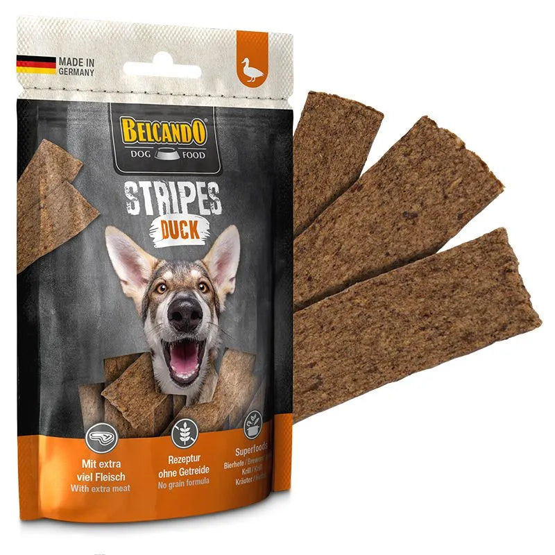 Sobre Belcando Stripes Duck 70  gr - Guatita Pet