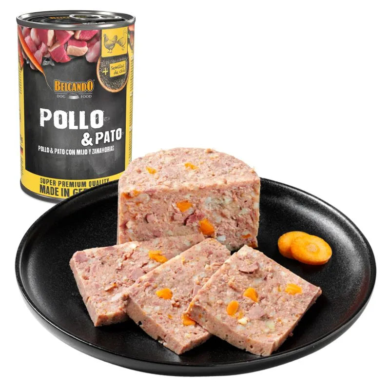 Lata Belcando Sabor Pollo con Pato Mijo y Zanahorias 800 gr