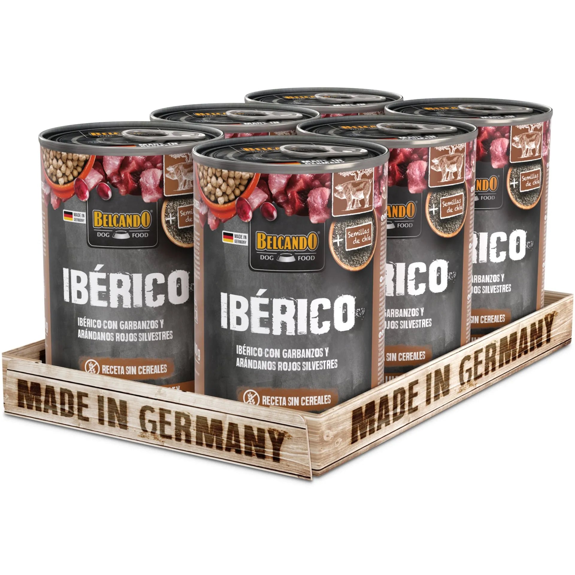 Pack 6 Latas Belcando Cerdo Ibérico Garbanzos y Arándanos 800 gr | Alimento Húmedo Premium Perros