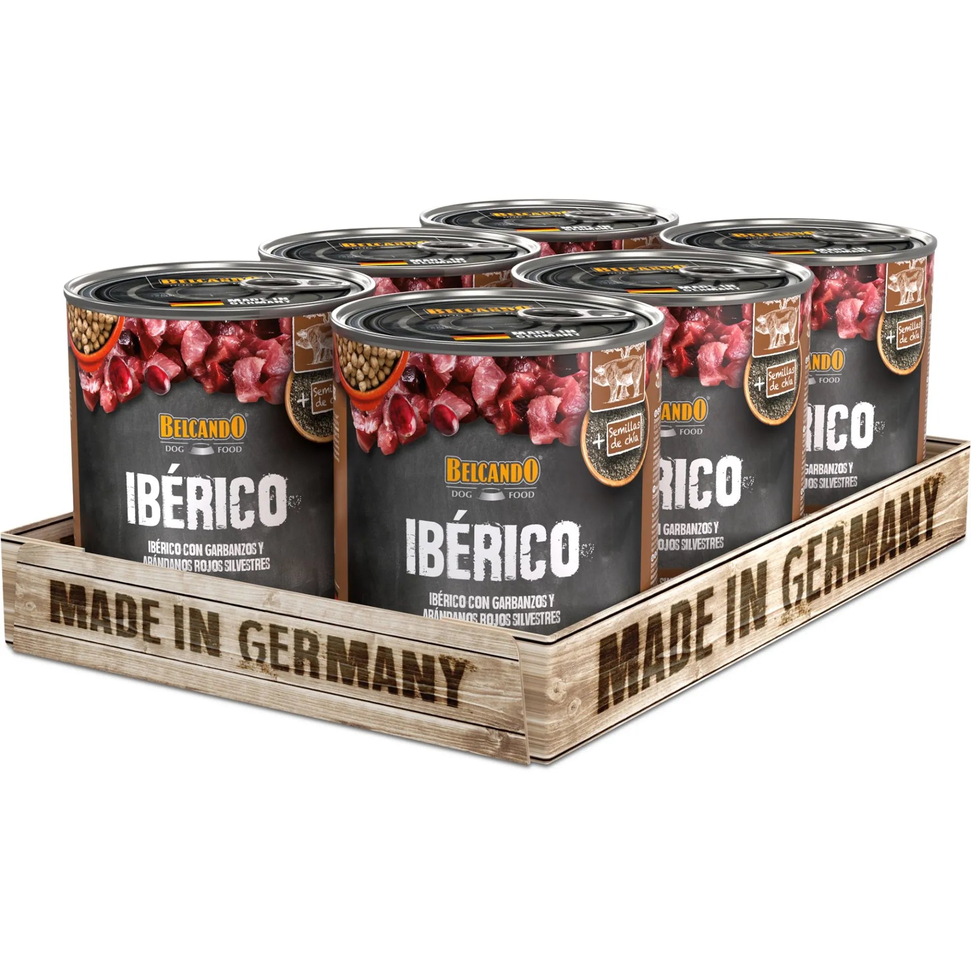 6 Latas Belcando Sabor Cerdo Ibérico, Garbanzos y Arándanos 400 gr c/u