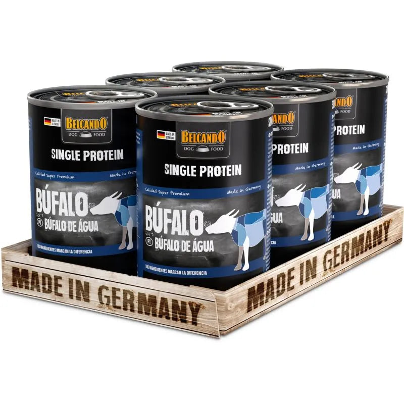 Pack 6 Latas Belcando Single Protein Búfalo de Agua 400 gr | Alimento Húmedo Premium Perros