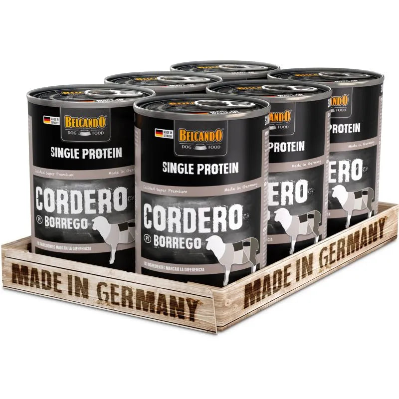 Pack 6 Latas Belcando Single Protein Cordero 400 gr | Alimento Húmedo Premium Perros