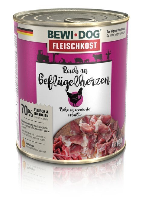 Lata BewiDog Rico  en Corazón de Ave 800 gr