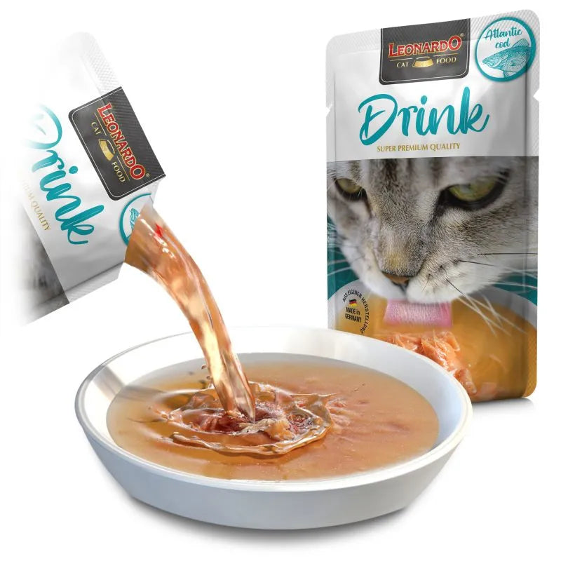 20 Sobres Leonardo Drink Atlantic Cod 40 gr c/u | Hidratación Gatos