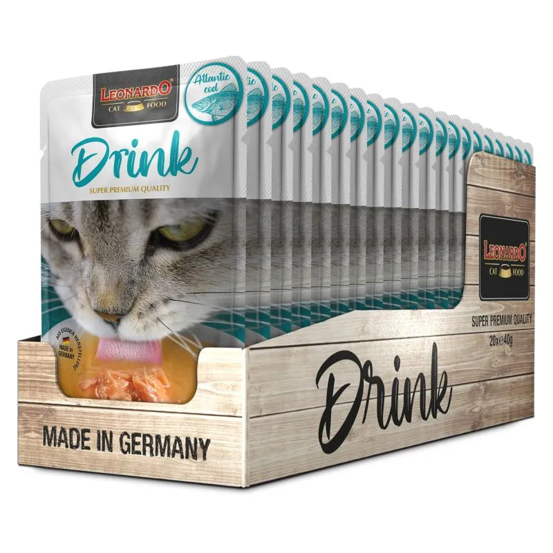 20 Sobres Leonardo Drink Atlantic Cod 40 gr c/u | Hidratación Gatos