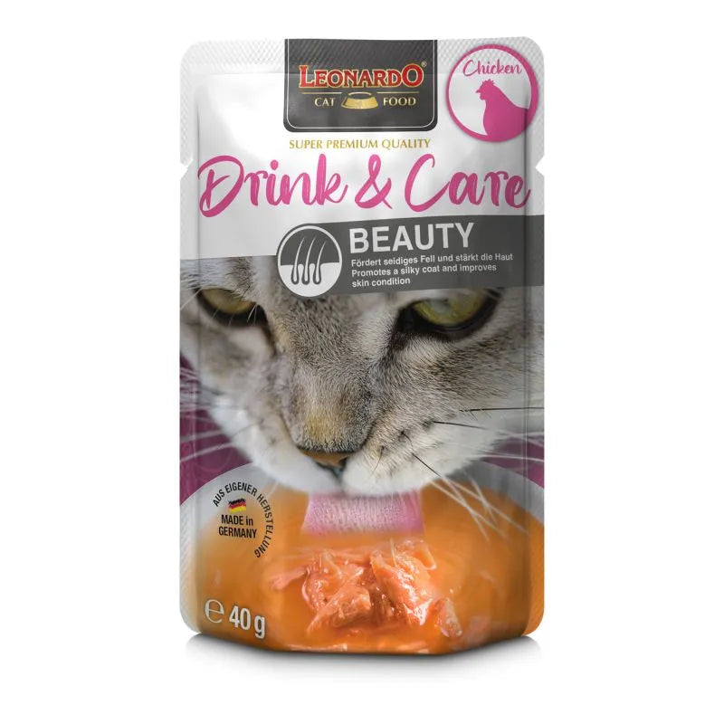 20 Sobres Leonardo Drink & Care Beauty 40 gr c/u | Hidratación Gatos