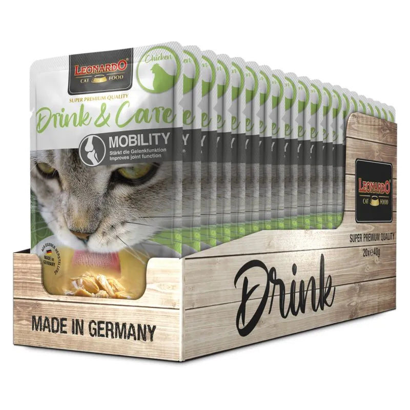 20 Sobres Leonardo Drink & Care Mobility 40 gr c/u | Hidratación Gatos