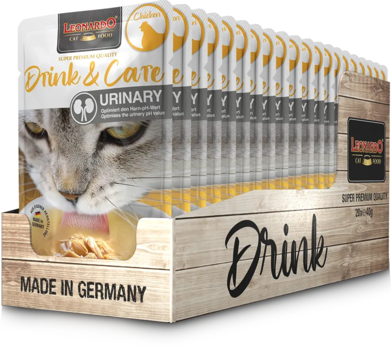 20 Sobres Leonardo Drink & Care Urinary 40 gr c/u | Hidratación Gatos