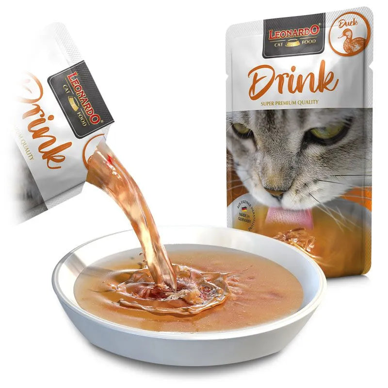 20 Sobres Leonardo Drink Duck Pato 40 gr c/u | Hidratación Gatos