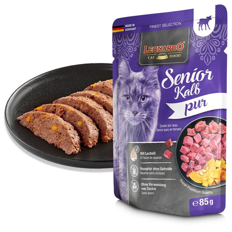 Leonardo Gato Senior Puro en Ternera Display 16 Sobres x 85 gr