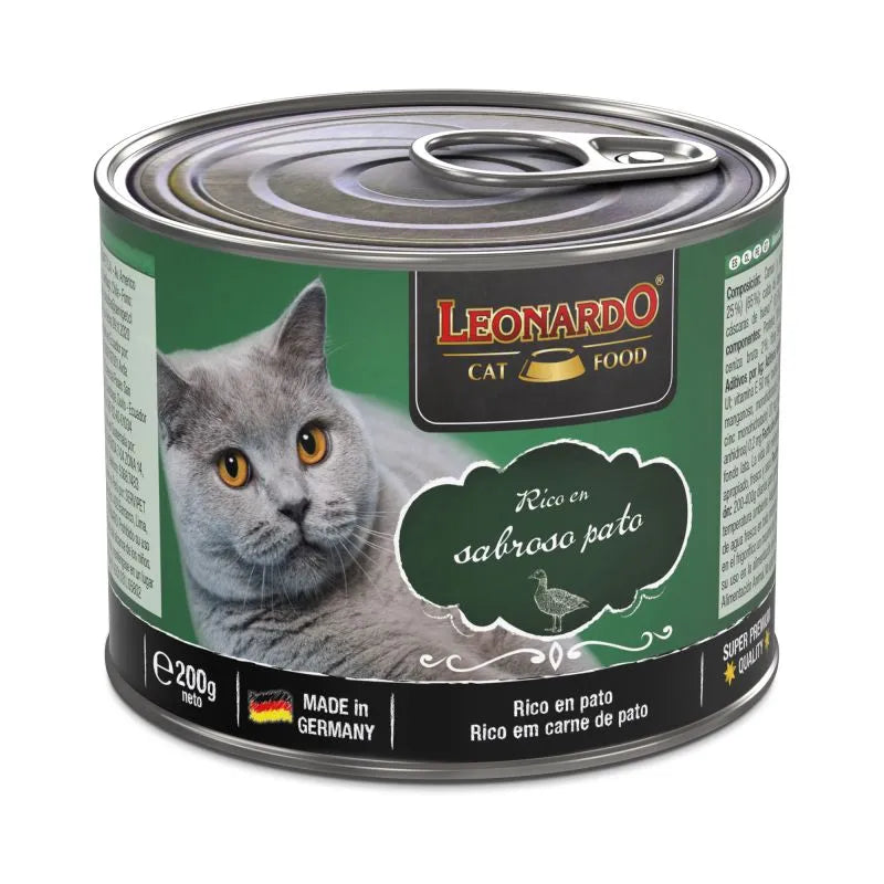 Lata Leonardo Quality  Selection para Gato Sabor Pato 200 gr