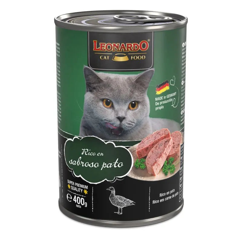 Lata Leonardo Quality Selection para Gato  Sabor Pato 400 gr