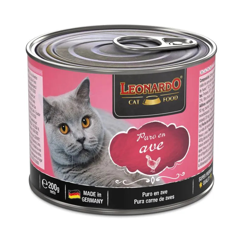 Lata Leonardo Quality  Selection para Gato  Sabor Pollo 200 gr