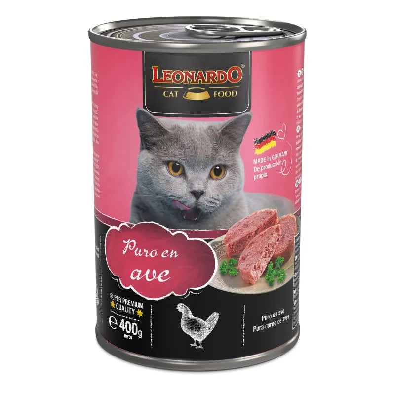 Lata Leonardo Quality  Selection para Gato Sabor Pollo 400 gr