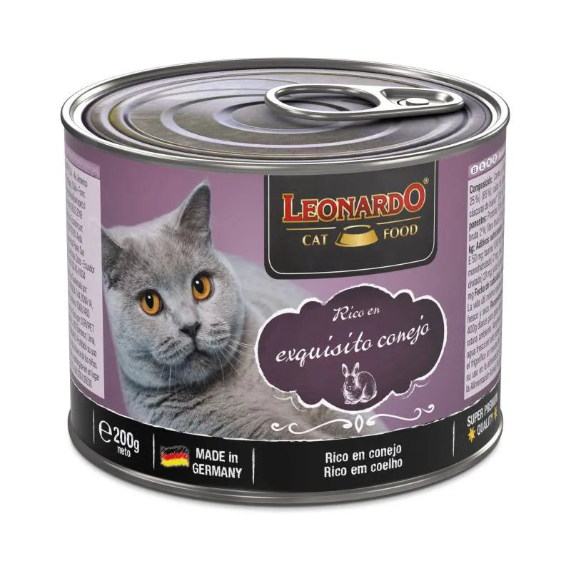 Lata Leonardo Quality  Selection para Gato  Sabor Conejo 200 gr