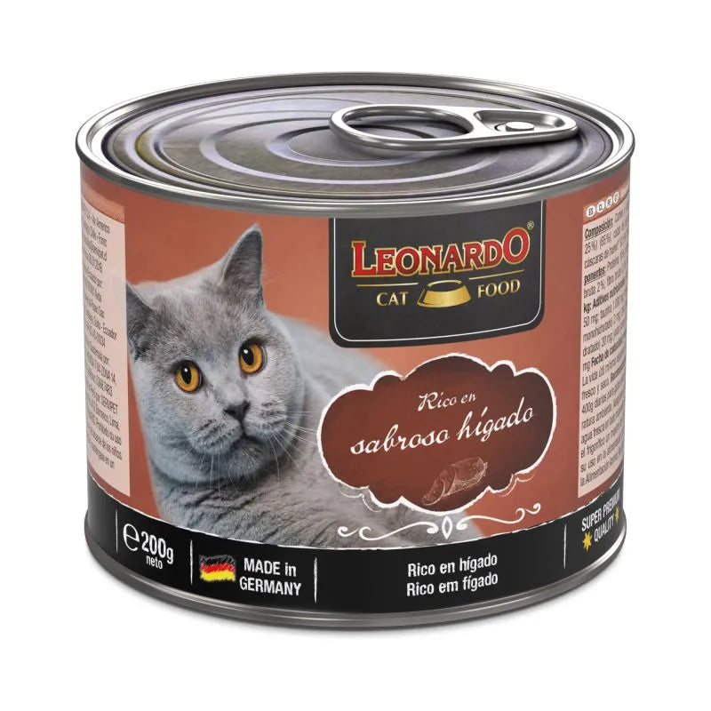 Lata Leonardo Quality  Selection para Gato Sabor Hígado 200 gr