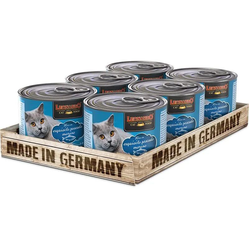 6 latas Leonardo  Quality Selection para Gato Sabor Pescado 200 gr c/u