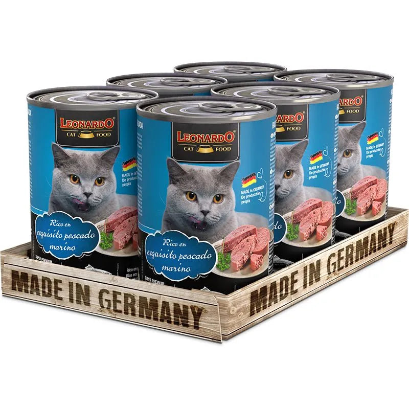 6 latas Leonardo  Quality Selection para  Gato Sabor Pescado 400 gr c/u