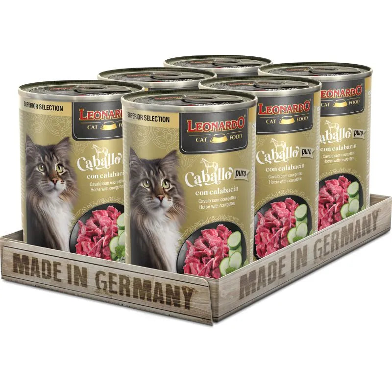 Leonardo Superior Selection para Gato Sabor Caballo con Calabacín Display 6 latas 400 gr c/u
