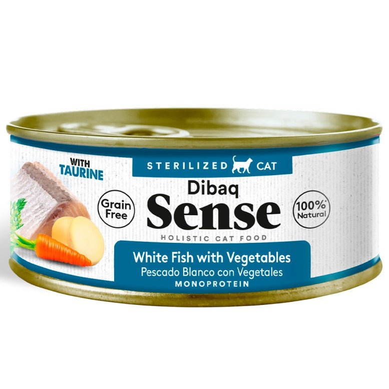 Alimento Húmedo Dibaq Sense Gato Esterilizado Sabor Pescado Blanco y Vegetales 70 gr - Guatita Pet