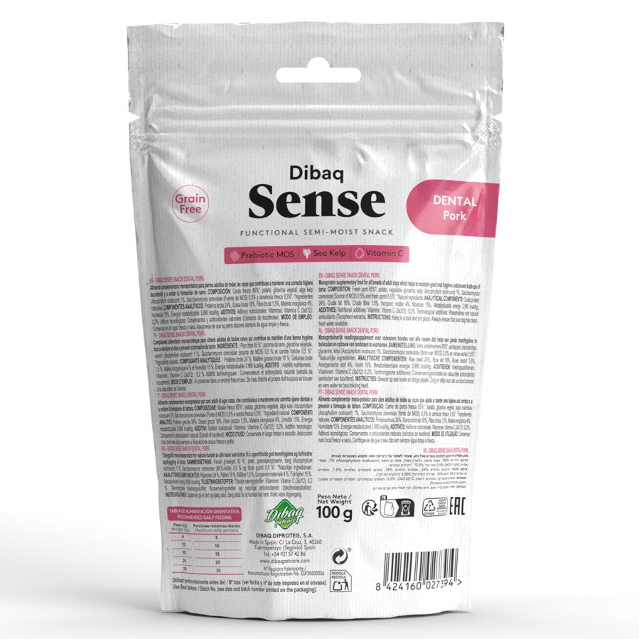 Snack Dibaq Sense Dental Hipoalergénico Sabor Cerdo 100 gr 2 - Guatita Pet