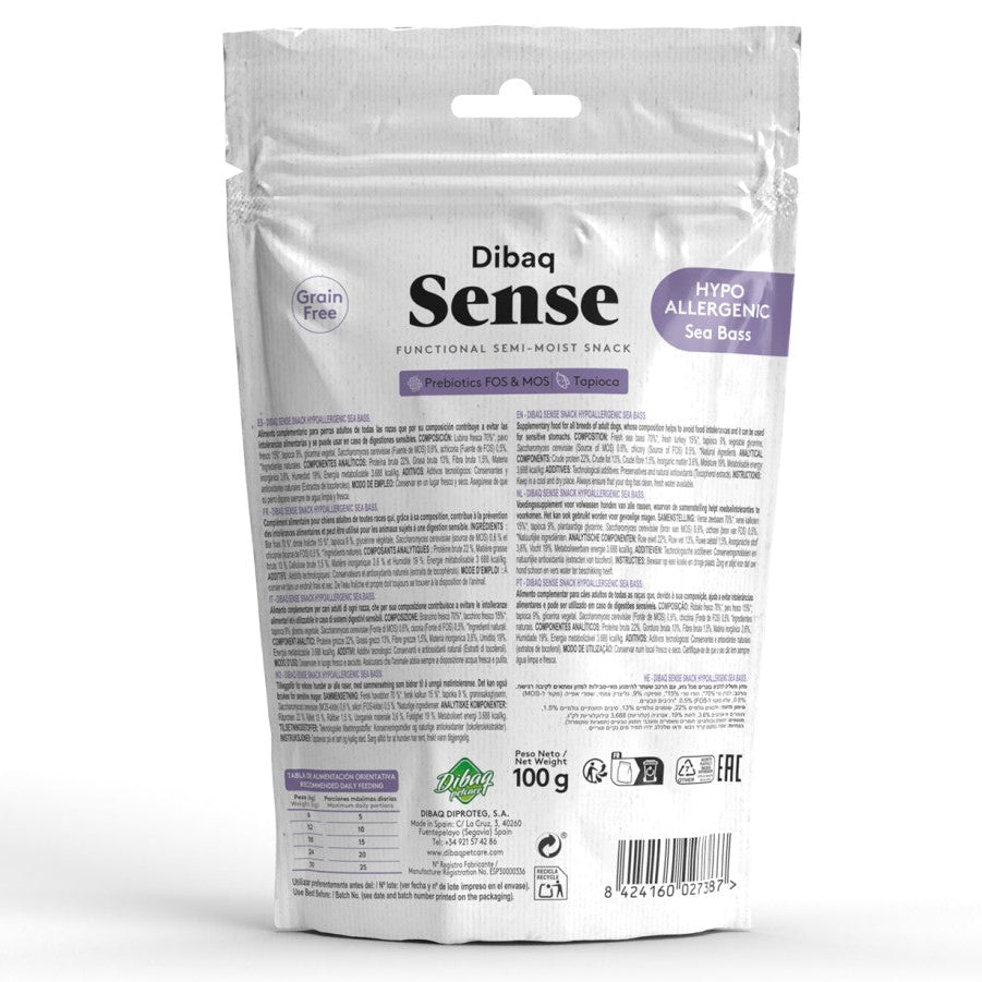Snack Dibaq Sense Hipoalergénico Sea Bass 100 gr 2 - Guatita Pet