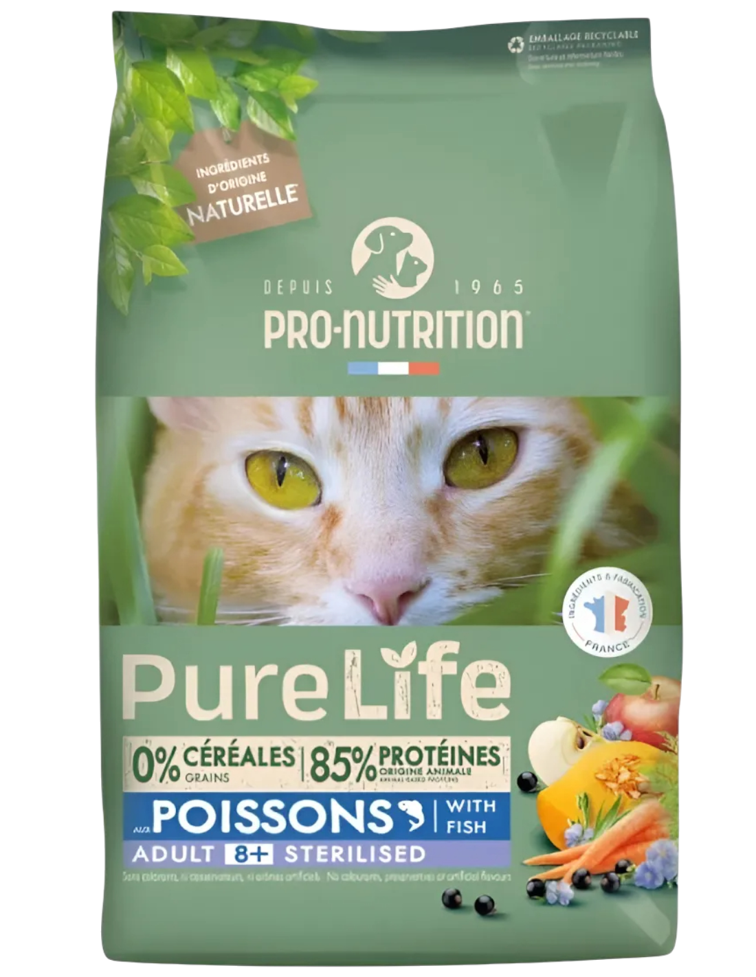 Pro-Nutrition Pure Life Gato Adulto Senior 8+ Esterilizado Sabor Pescado 2 kg