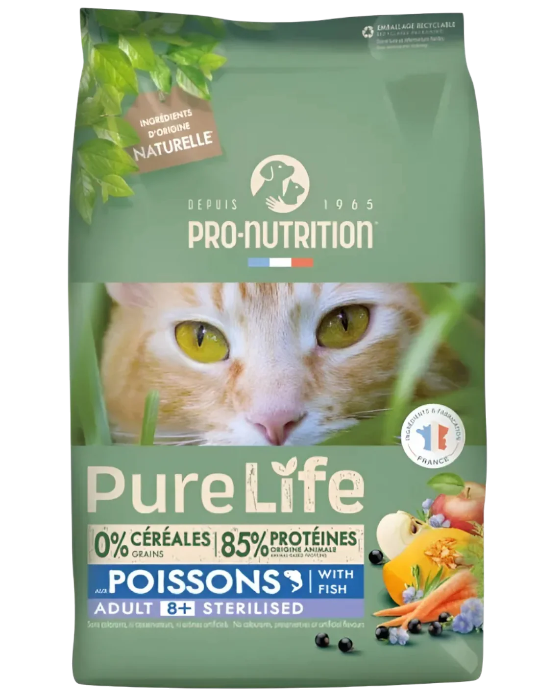Pro-Nutrition Pure Life Gato Adulto Senior 8+ Esterilizado Sabor Pescado 8 kg