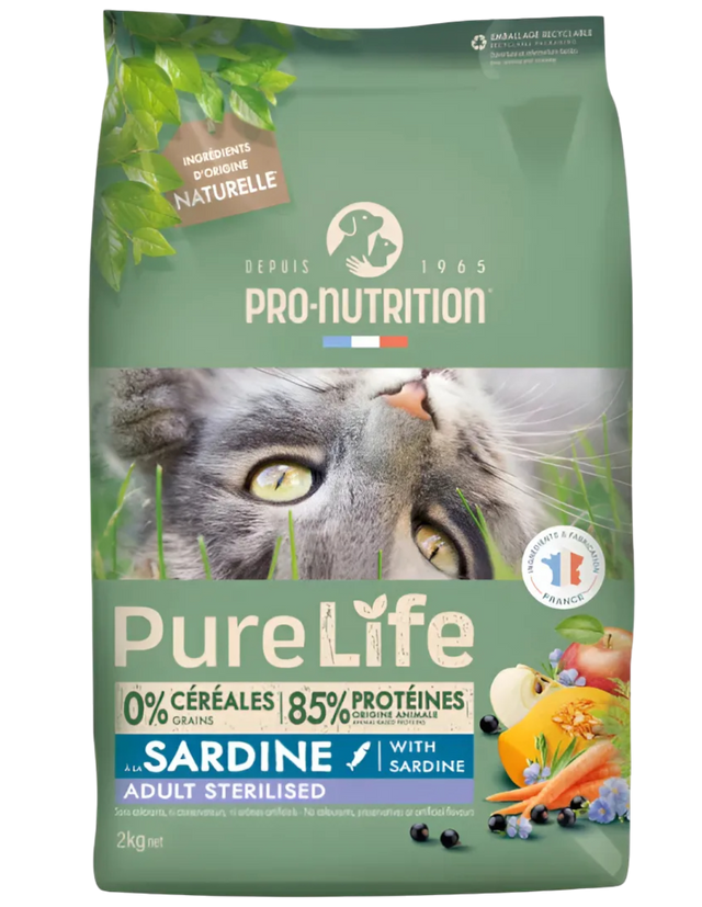 Pro-Nutrition Pure Life Gato Esterilizado Sabor Sardina 2 kg - Guatita Pet